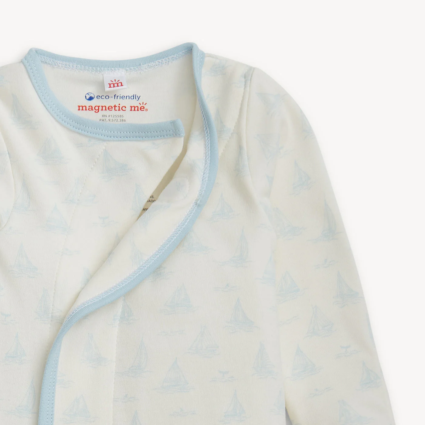Blue Tiny Tides Organic Cotton Magnetic Gown & Hat Set by Magnetic Me - Image 2