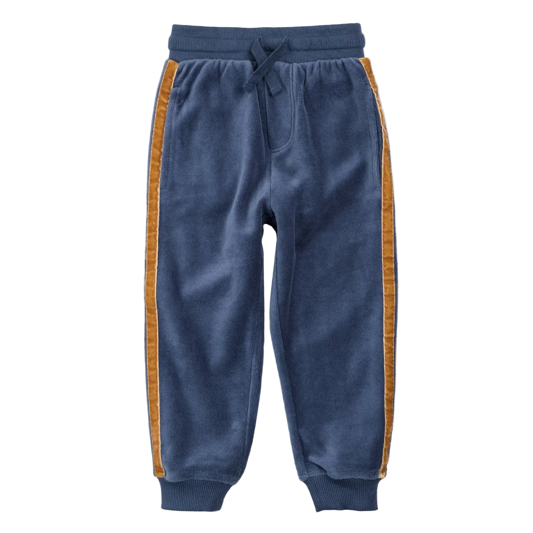 Blue Velour Joggers with Retro Stripe by miles the label. - FINAL SALE