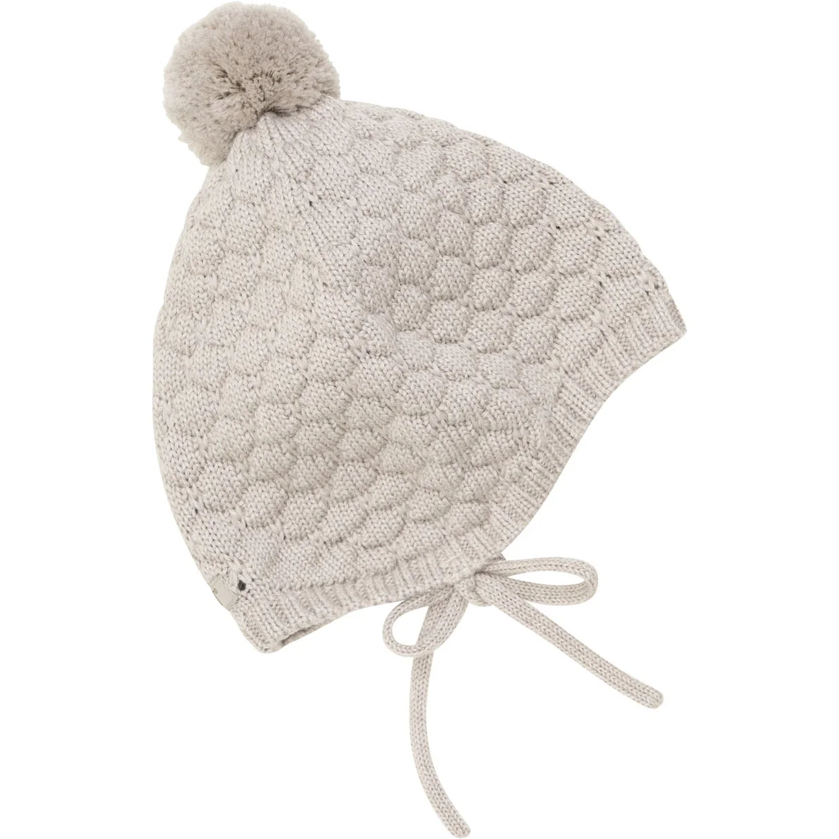 Bonnet Wool Knit Pom Pom - Sand Melange by Huttelihut - Image 2