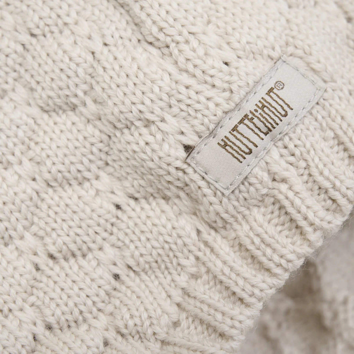 Bonnet Wool Knit Pom Pom - Sand Melange by Huttelihut - Image 3