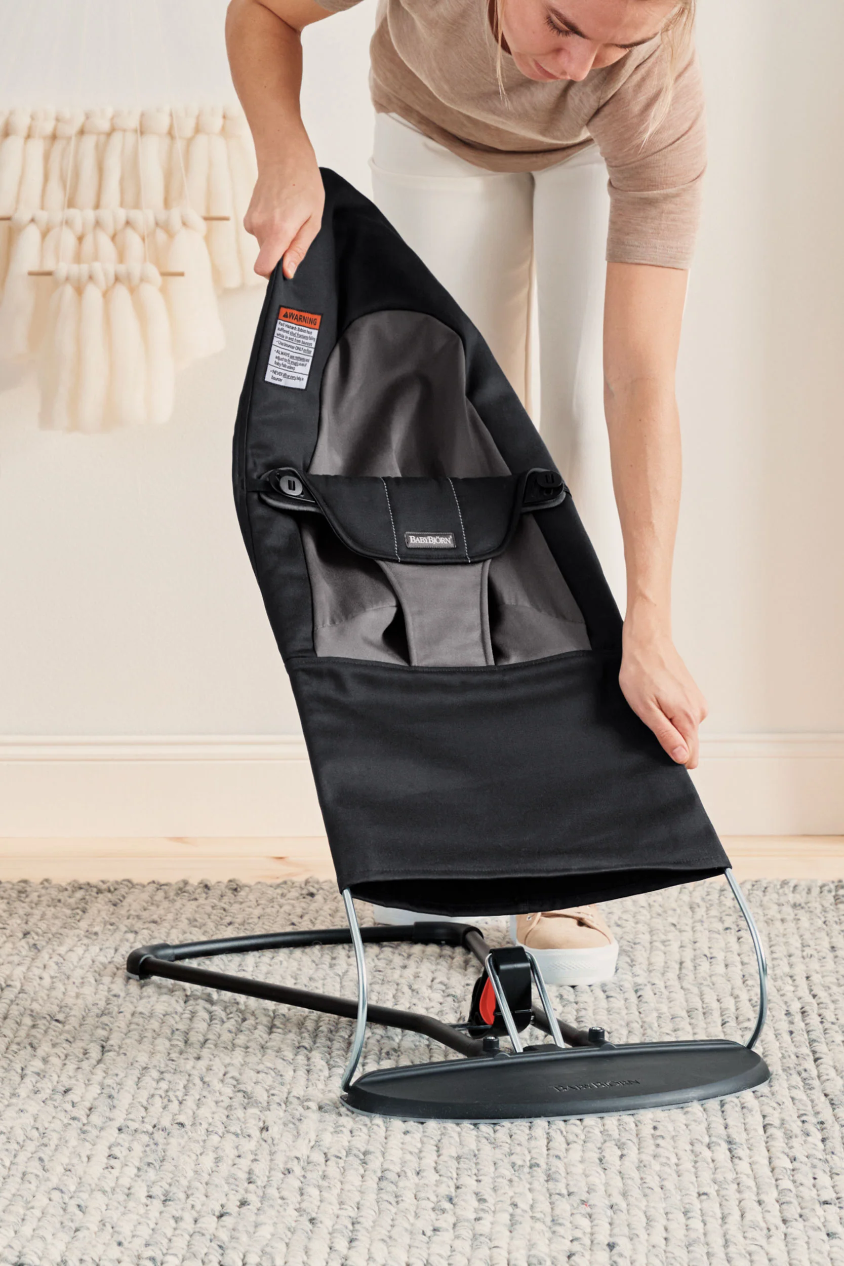 Bouncer Balance Soft - Black/Dark Grey Cotton by Baby Bjorn - Image 6