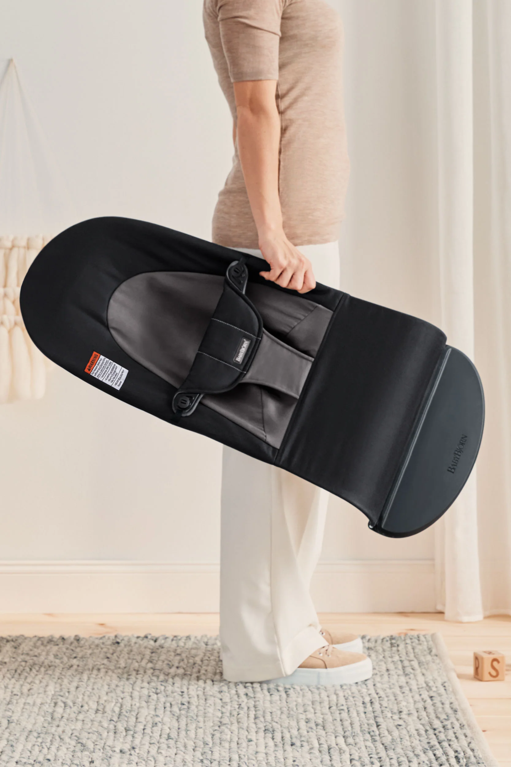 Bouncer Balance Soft - Black/Dark Grey Cotton by Baby Bjorn - Image 7