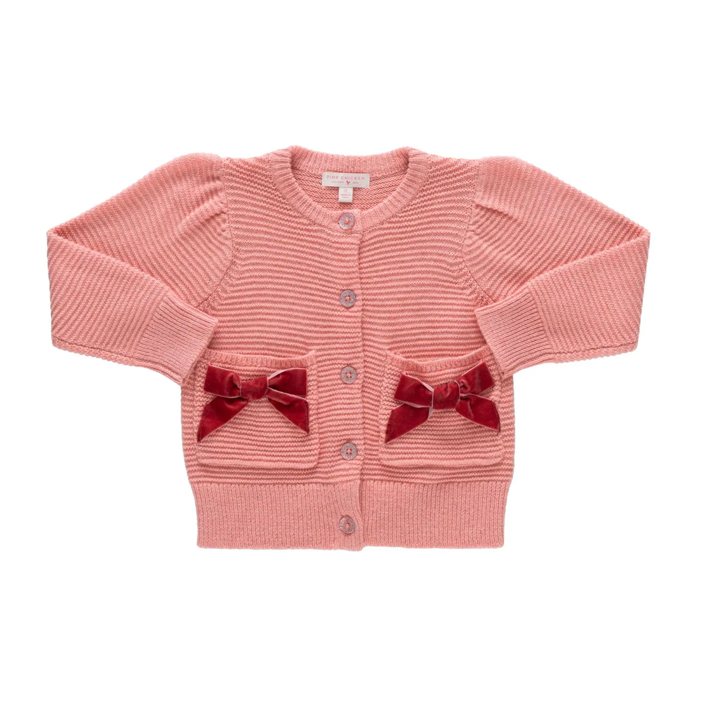 Bow Pocket Sweater - Red Velvet Bows by Pink Chicken - FINAL SALE