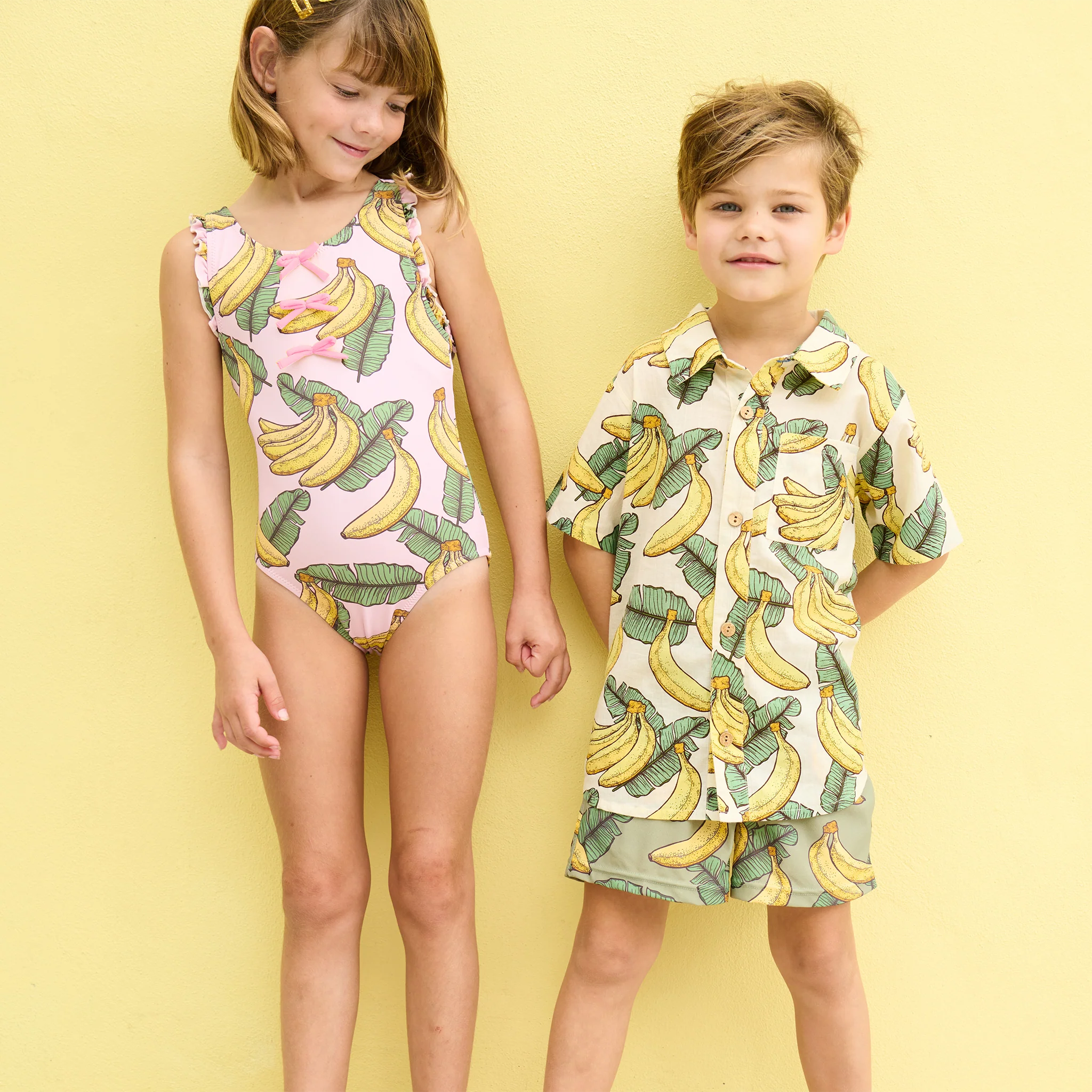 Boys Swim Trunk - Green Banana Leaves by Pink Chicken - Image 2