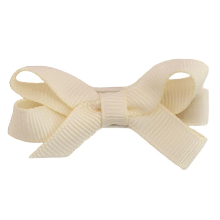 Bridget Classic Grosgrain Baby Hair Bow - Cream by No Slippy Hair Clippy