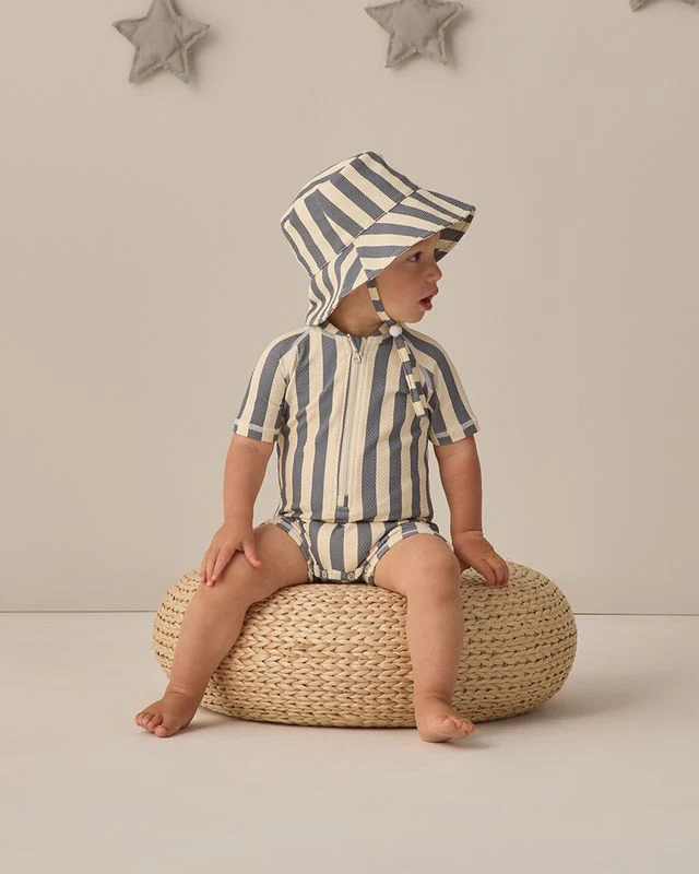 Bucket Hat - Retro Stripe Ocean by Quincy Mae - Image 2