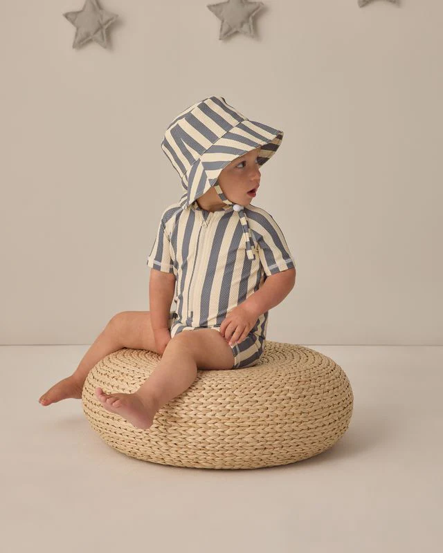 Bucket Hat - Retro Stripe Ocean by Quincy Mae - Image 4