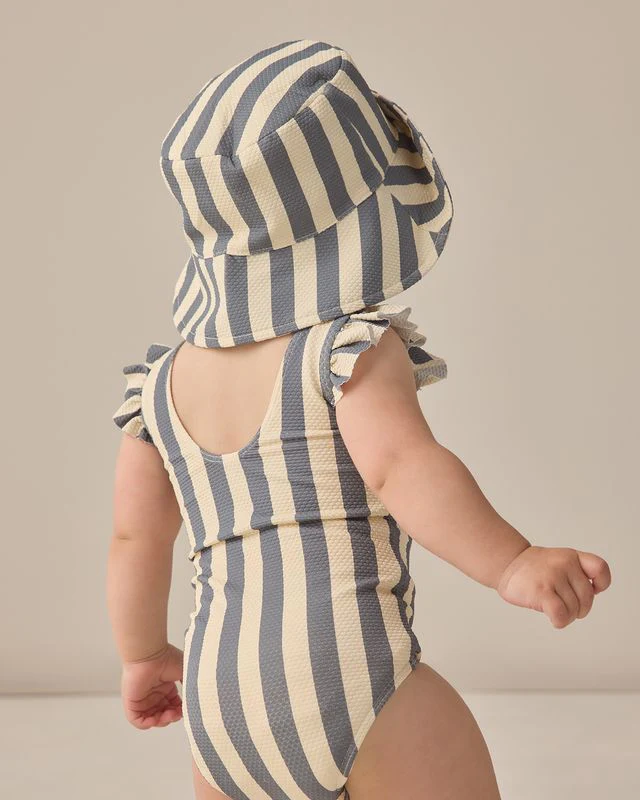 Bucket Hat - Retro Stripe Ocean by Quincy Mae - Image 5