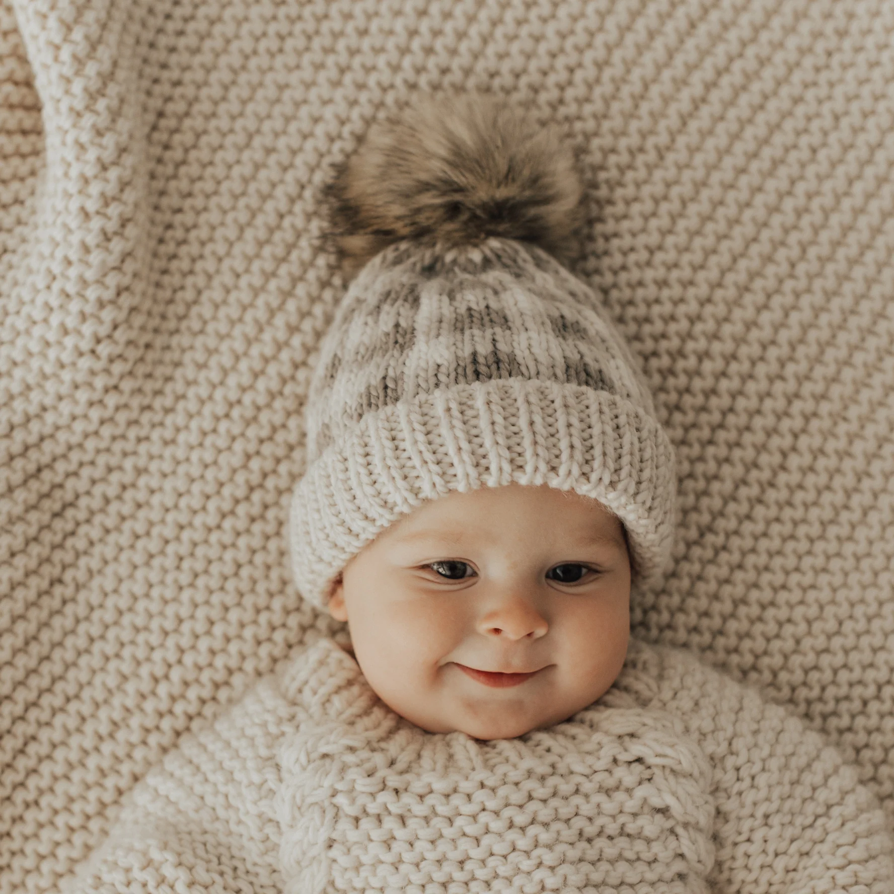 Buffalo Check Knit Hat - Pebble Brown by Huggalugs - Image 2
