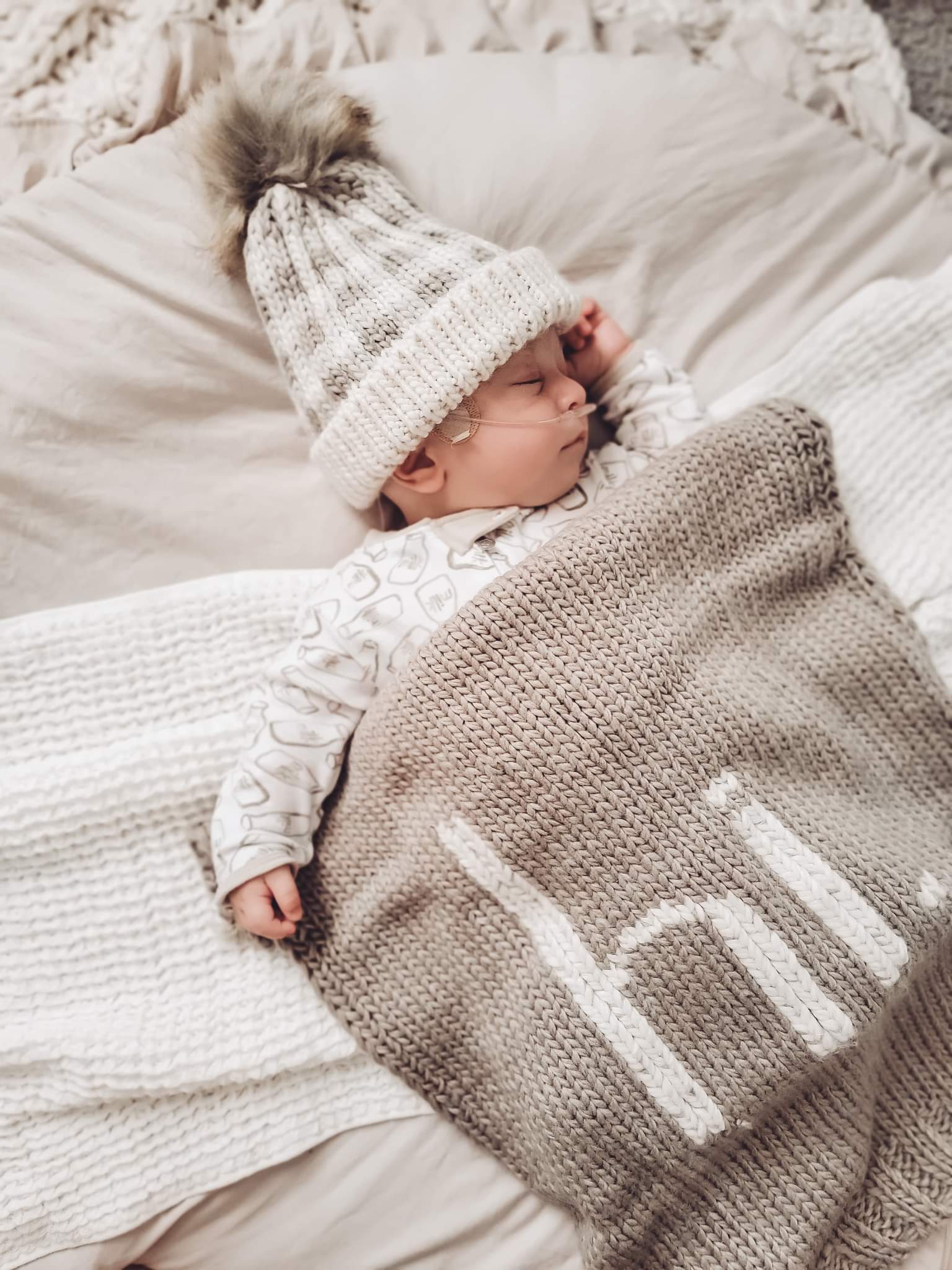 Buffalo Check Knit Hat - Pebble Brown by Huggalugs - Image 3