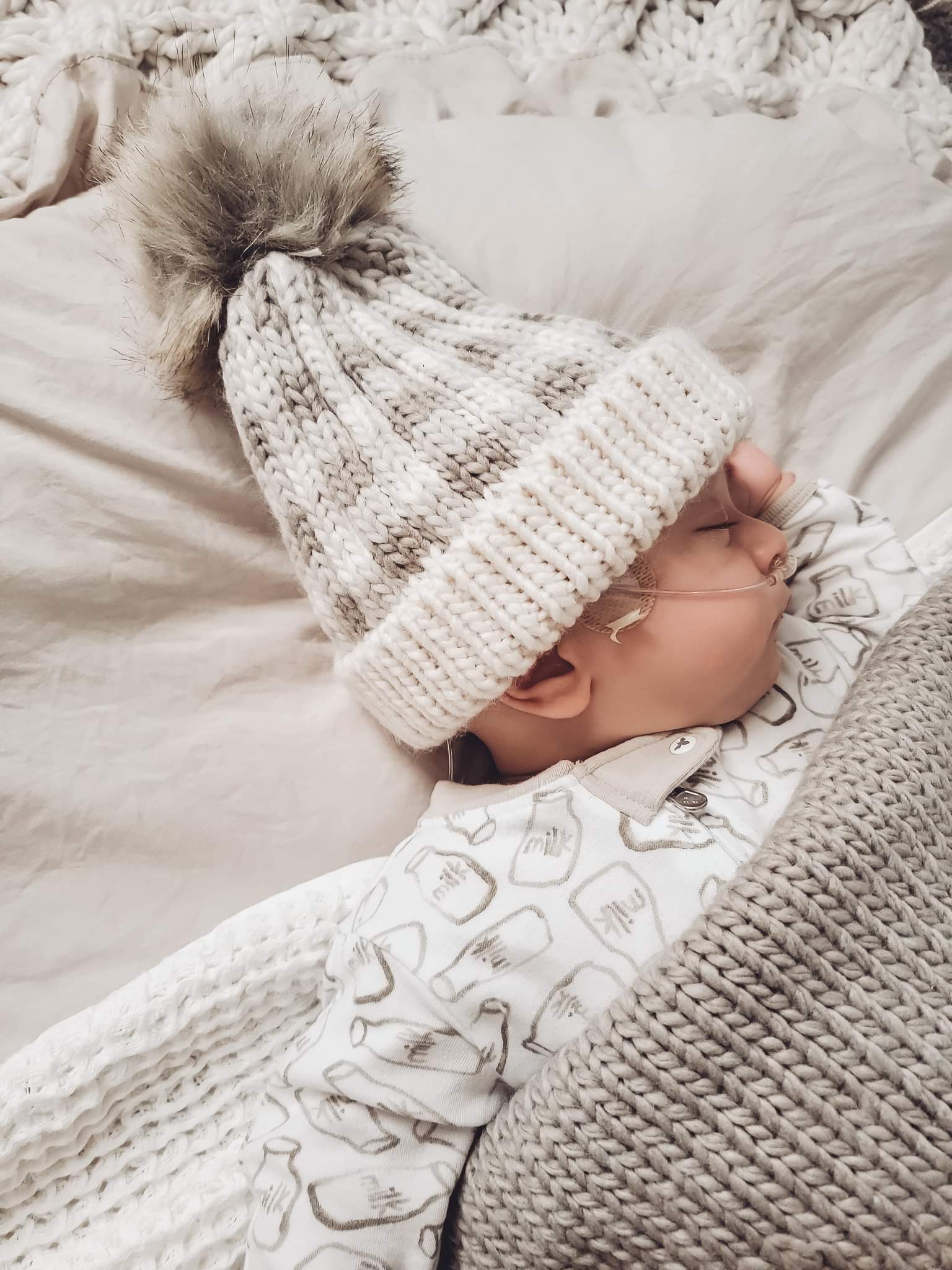 Buffalo Check Knit Hat - Pebble Brown by Huggalugs - Image 4