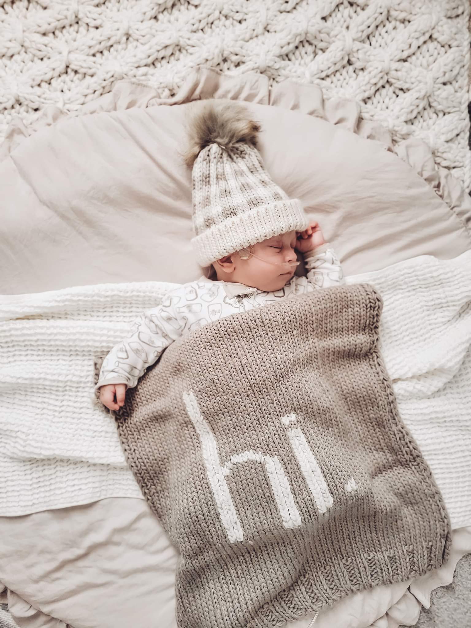 Buffalo Check Knit Hat - Pebble Brown by Huggalugs - Image 5