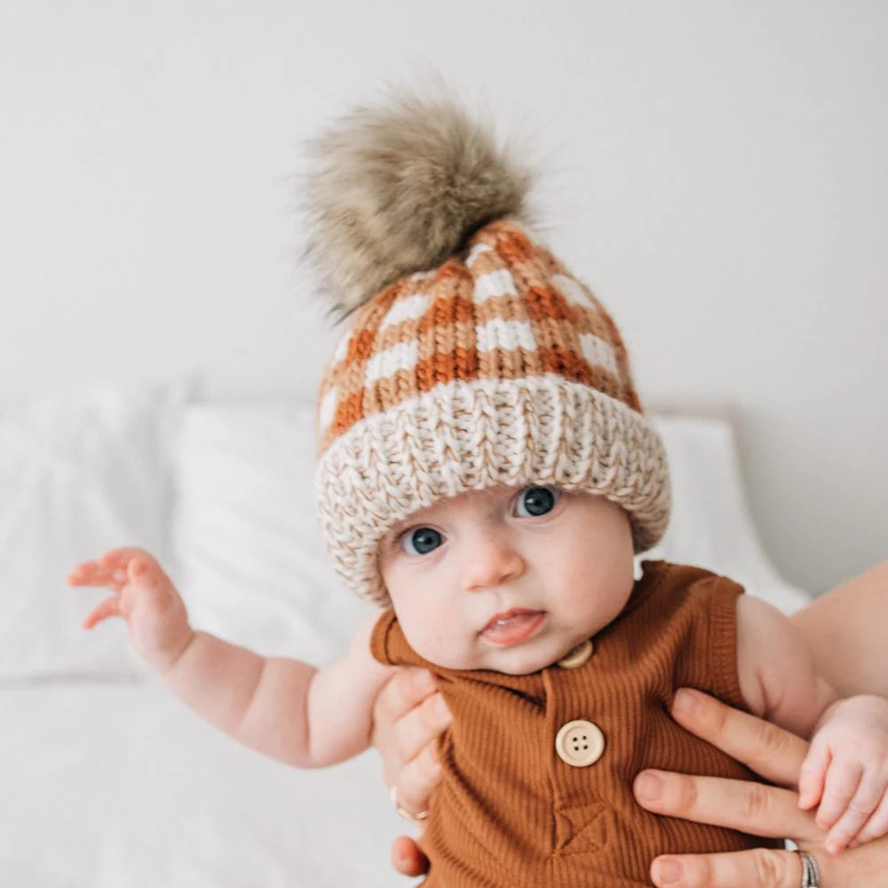Buffalo Check Knit Hat - Sienna by Huggalugs - Image 4