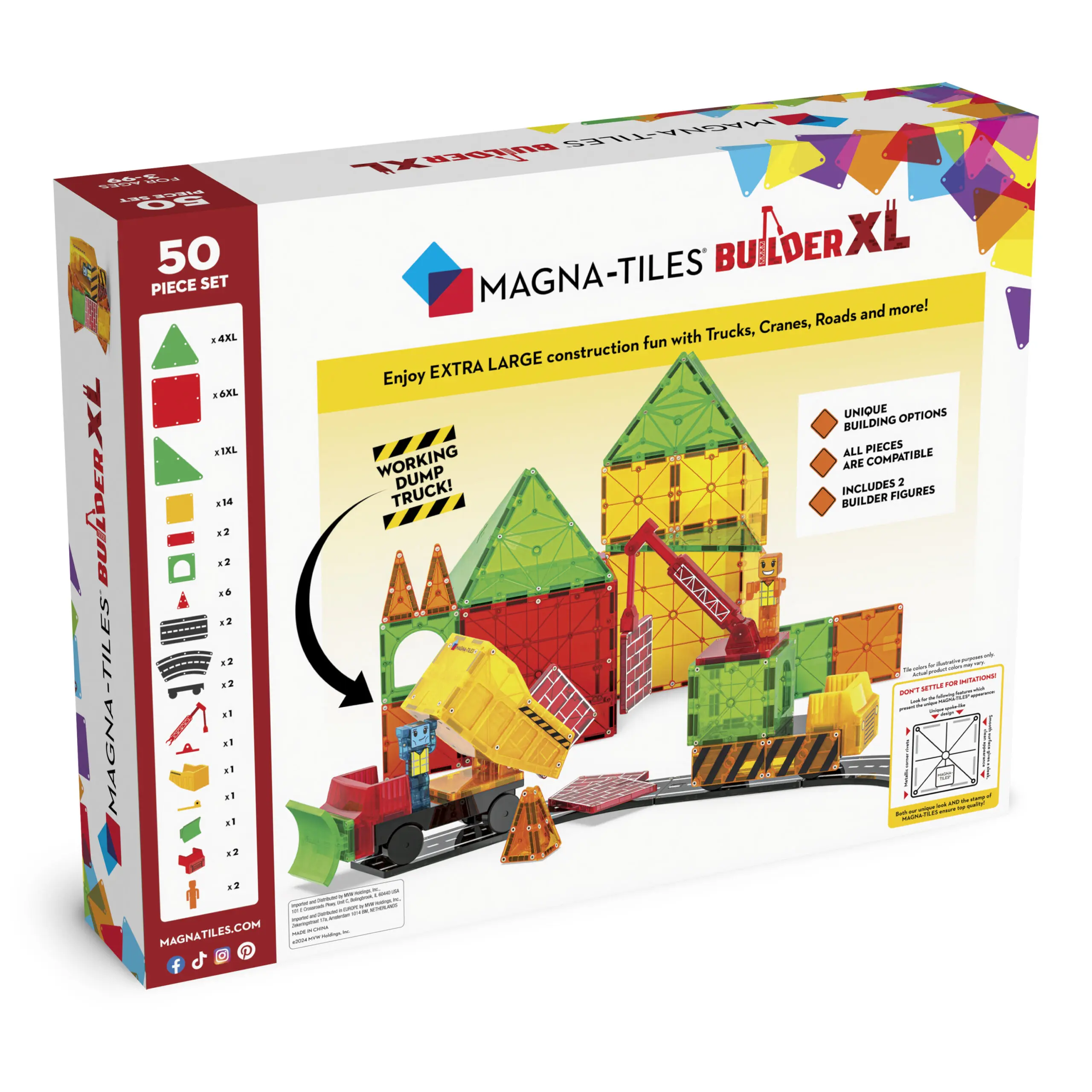 Builder XL: Trucks 50 Piece Set by Magna-Tiles - Image 7