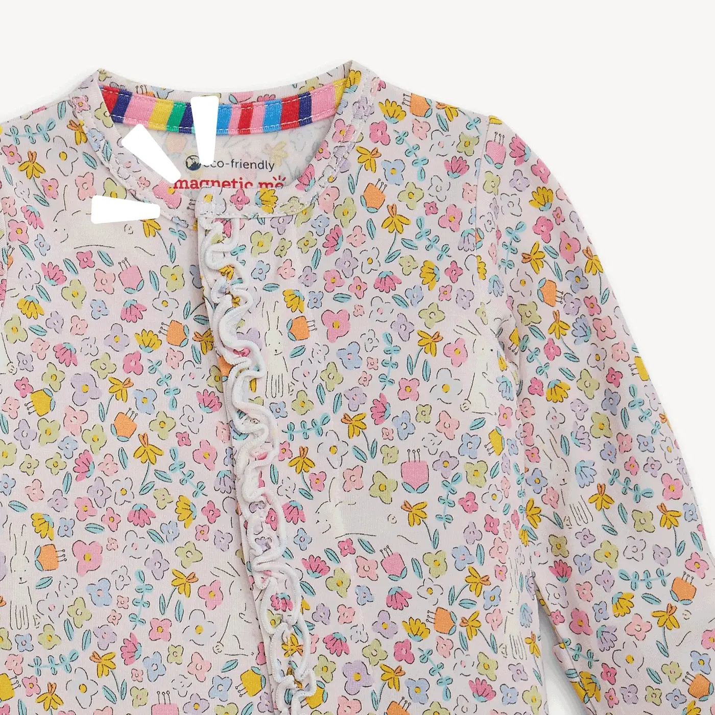 Bunny Blossom Modal Magnetic Ruffle Footie by Magnetic Me - FINAL SALE - Image 2