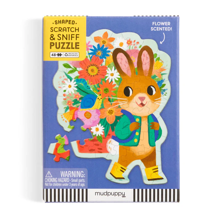 Bunny Bouquet 48 Piece Scratch & Sniff Shaped Mini Puzzle by Mudpuppy - Image 2