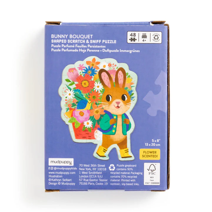 Bunny Bouquet 48 Piece Scratch & Sniff Shaped Mini Puzzle by Mudpuppy - Image 3