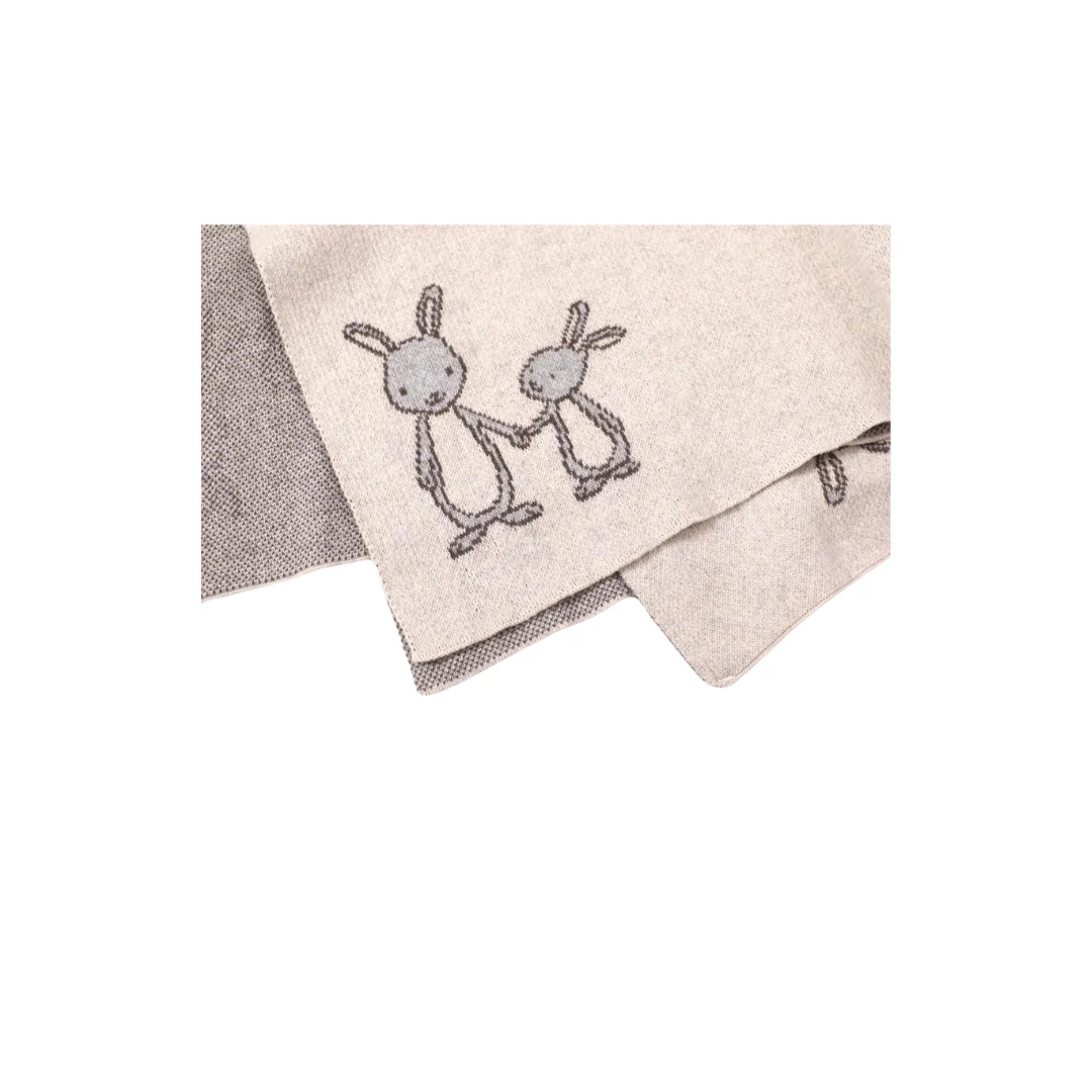 Organic Cotton Jacquard Sweater Knit Baby Blanket - Bunny by Viverano Organics - Image 2