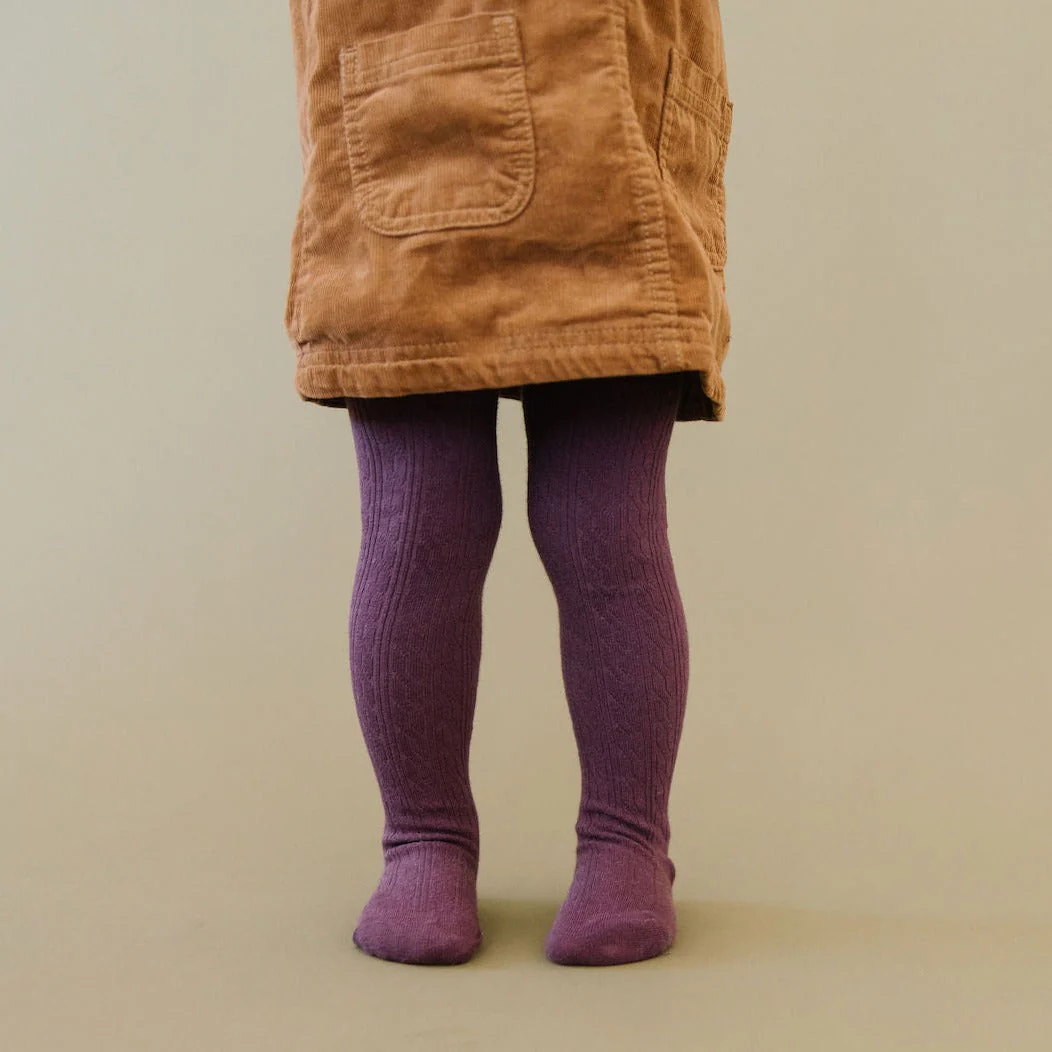 Cable Knit Tights - Dusty Plum by Little Stocking Co. - Image 2