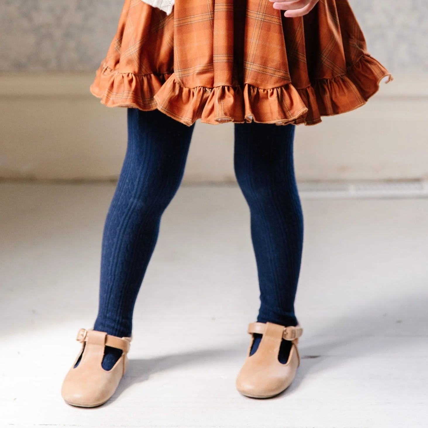 Cable Knit Tights - Navy by Little Stocking Co. - Image 2