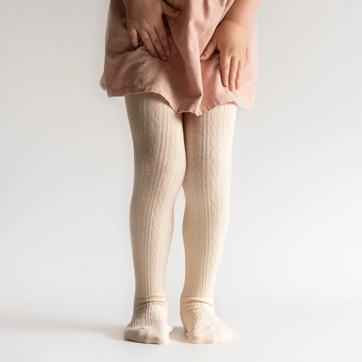 Cable Knit Tights - Vanilla by Little Stocking Co. - Image 3
