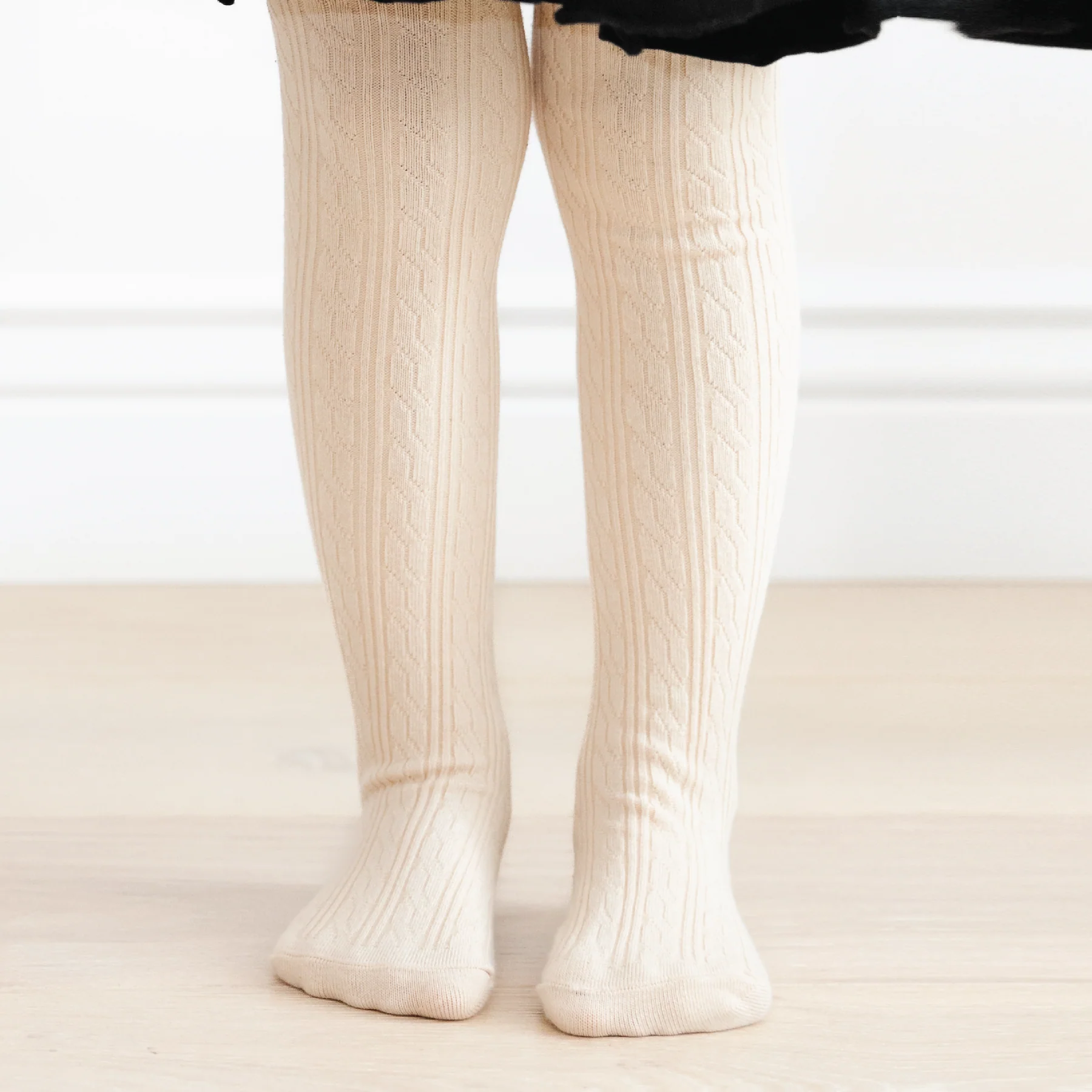 Cable Knit Tights - Vanilla by Little Stocking Co. - Image 4