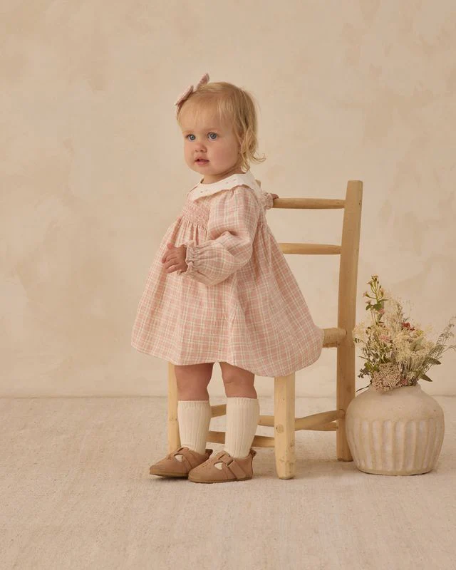 Callie Dress - Pink Plaid by Quincy Mae - Image 4