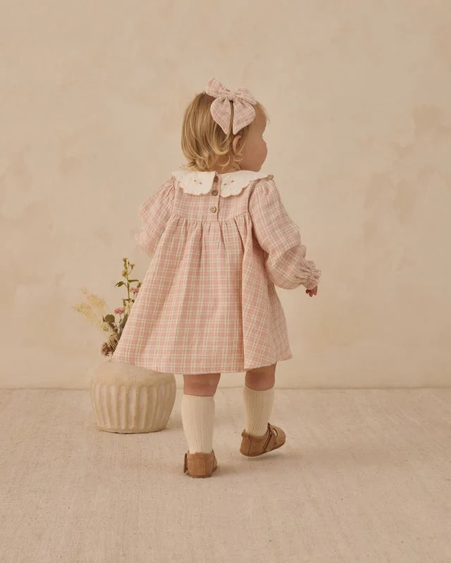 Callie Dress - Pink Plaid by Quincy Mae - Image 5