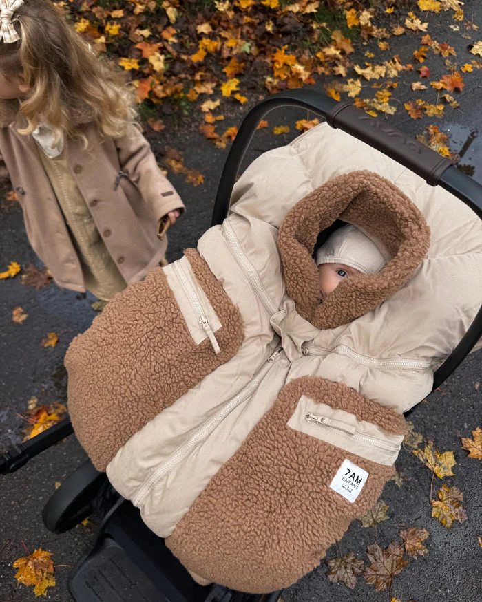 Car Seat Cocoon - Cappuccino Appliqué by 7AM Enfant - Image 3