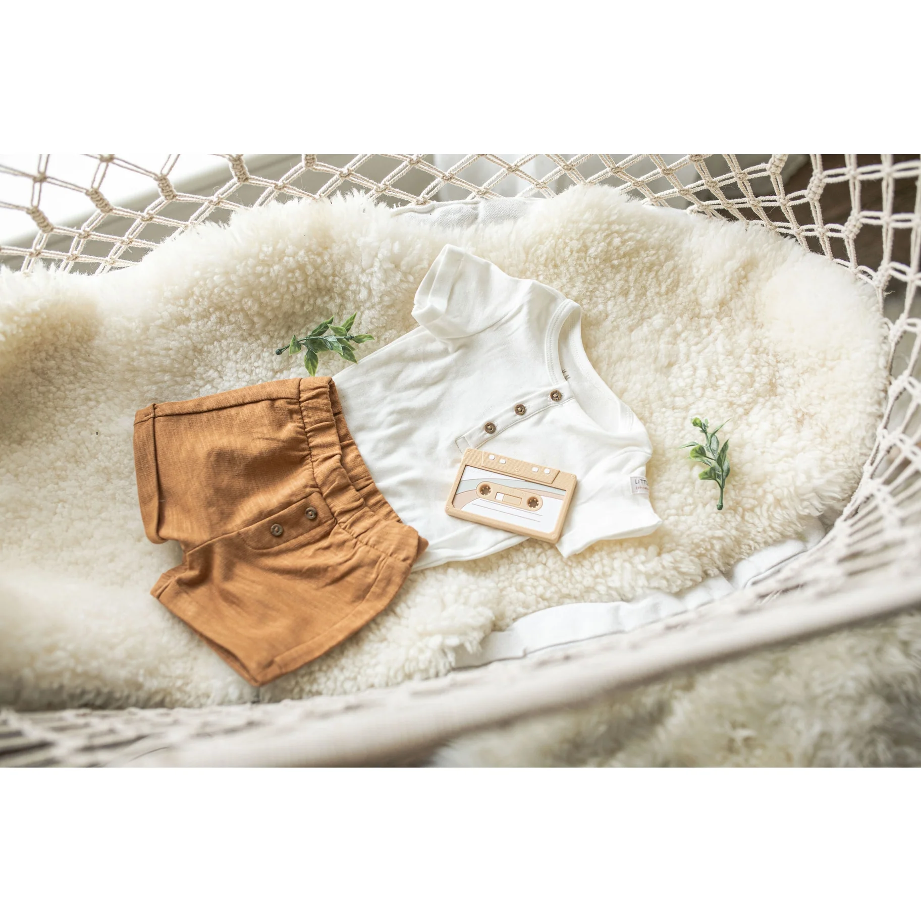 Cassette Tape Teether with Clip - Oatmeal by Gummy Chic - Image 4