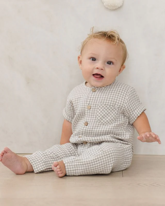 Charlie Jumpsuit - Sage Gingham by Quincy Mae - Image 11