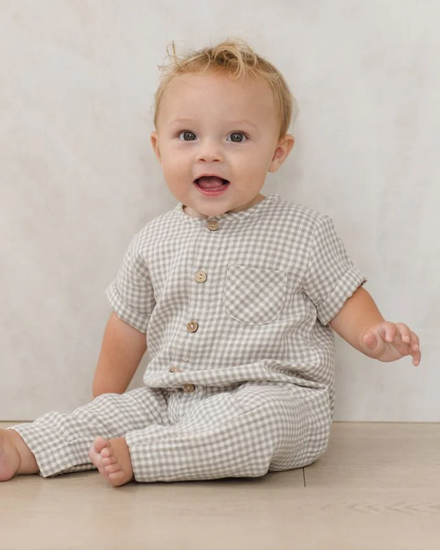 Charlie Jumpsuit - Sage Gingham by Quincy Mae - Image 9
