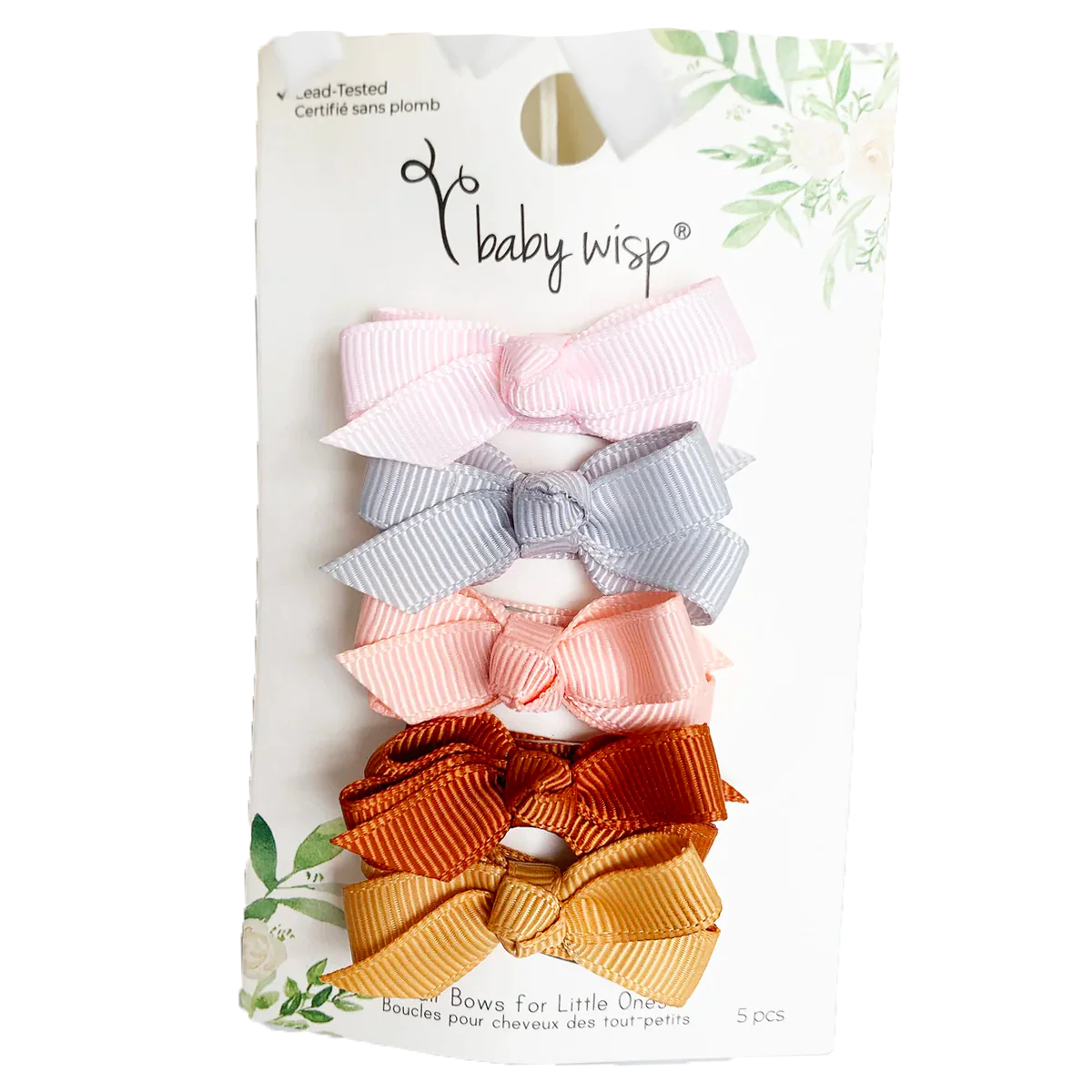 Chelsea Grosgrain Bows on Snap Clips Set of 5 - Bow Addict by Baby Wisp