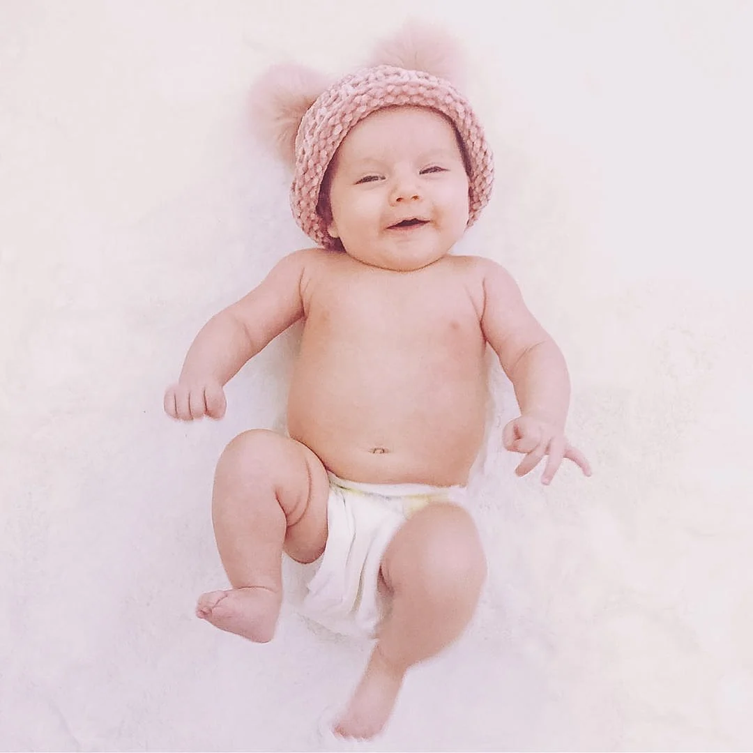 Chenille Double Pom Beanie Hat - Rosy by Huggalugs - Image 5