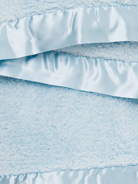 Chenille Solid Baby Blanket - Blue by Little Giraffe - Image 3