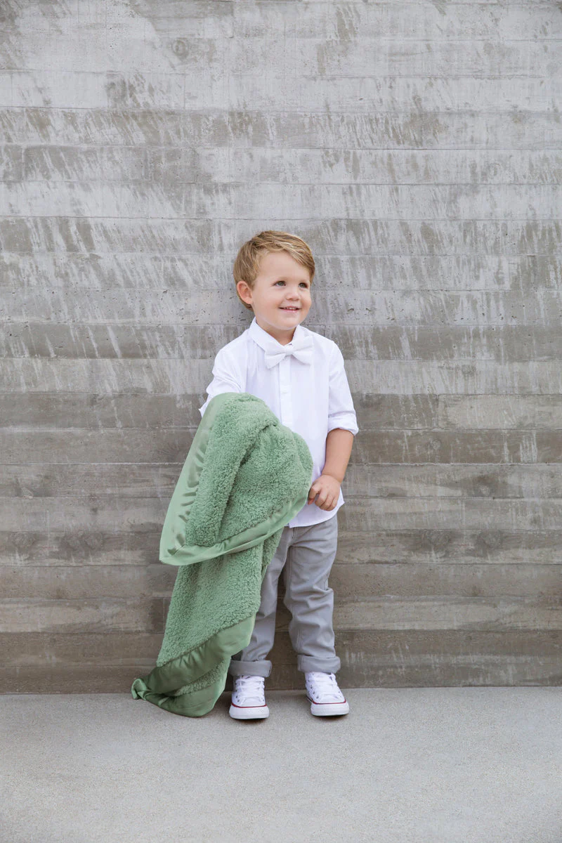 Chenille Solid Baby Blanket - Sage by Little Giraffe - Image 2