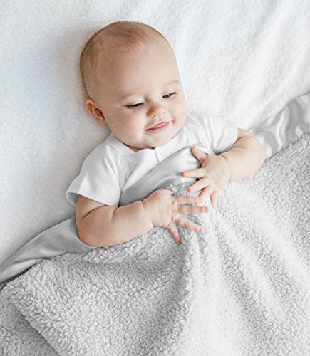 Chenille Solid Baby Blanket - Silver by Little Giraffe - Image 2