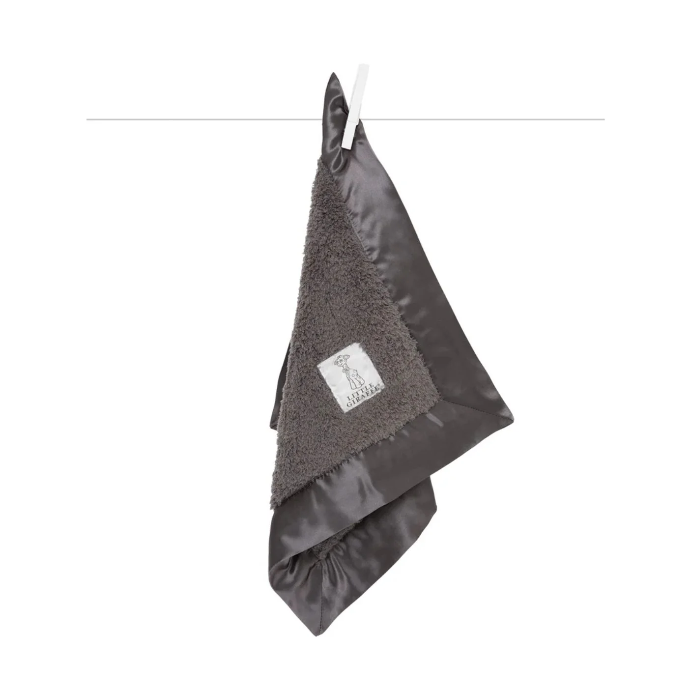 Chenille Solid Security Blanky - Charcoal by Little Giraffe