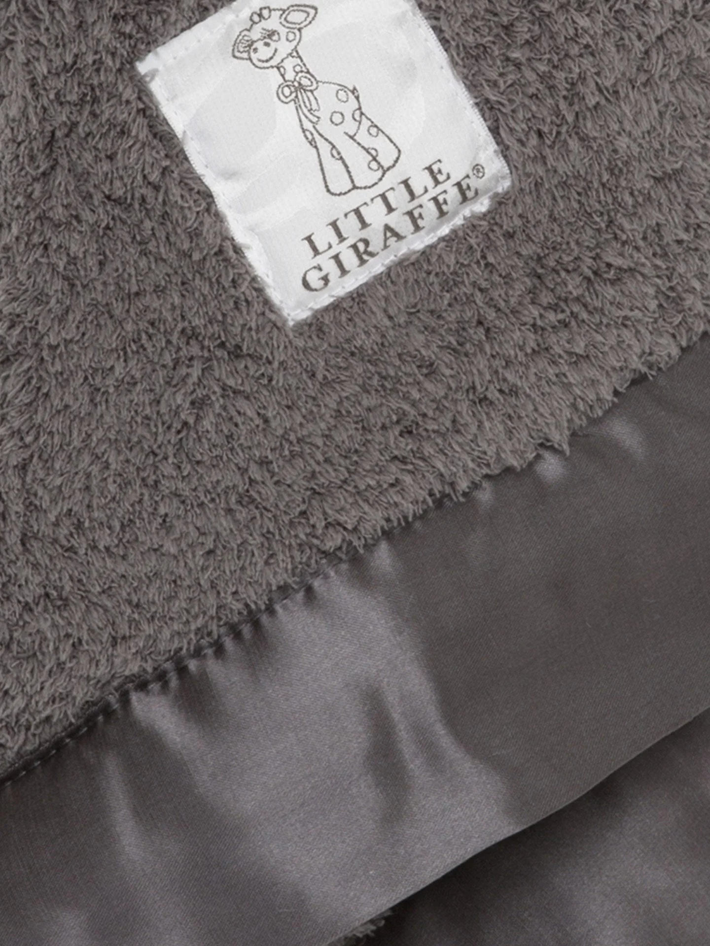 Chenille Solid Security Blanky - Charcoal by Little Giraffe - Image 2