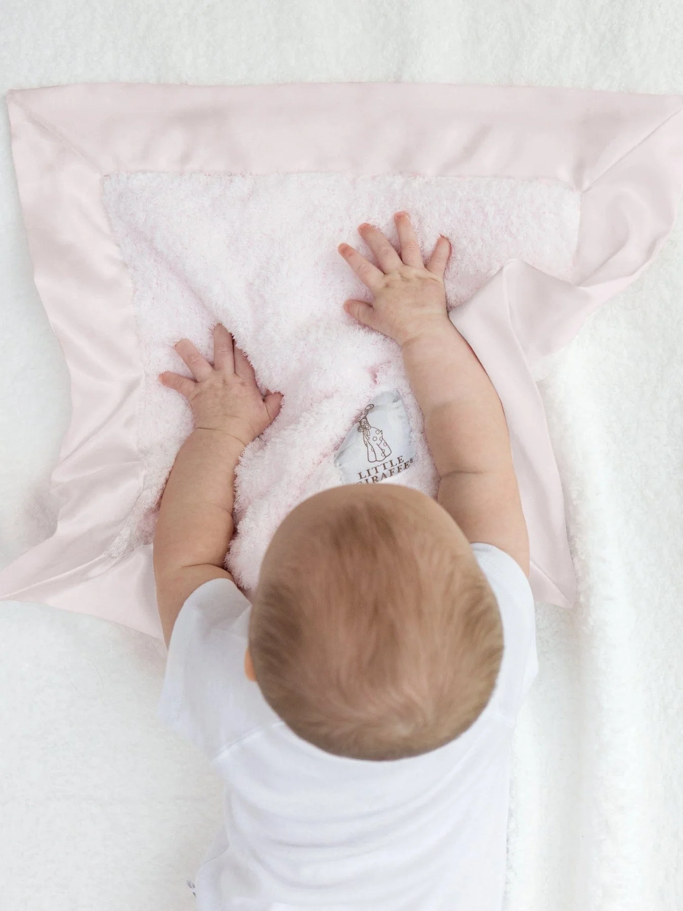 Chenille Solid Security Blanky - Pink by Little Giraffe - Image 2