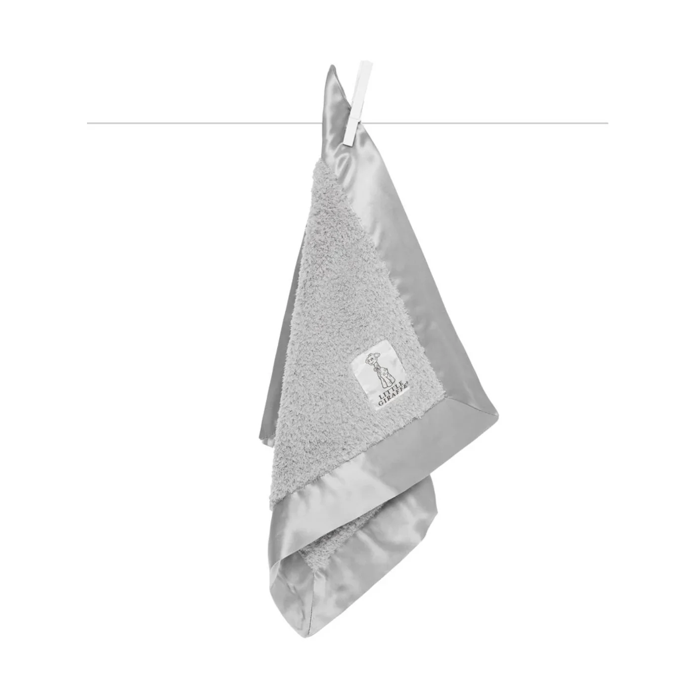 Chenille Solid Security Blanky - Silver by Little Giraffe