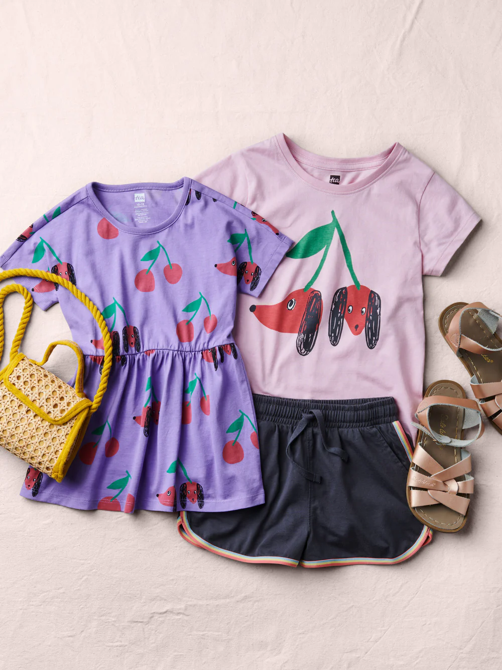 Cherry Dogs Graphic Tee - Honeysuckle Rose by Tea Collection - Image 2