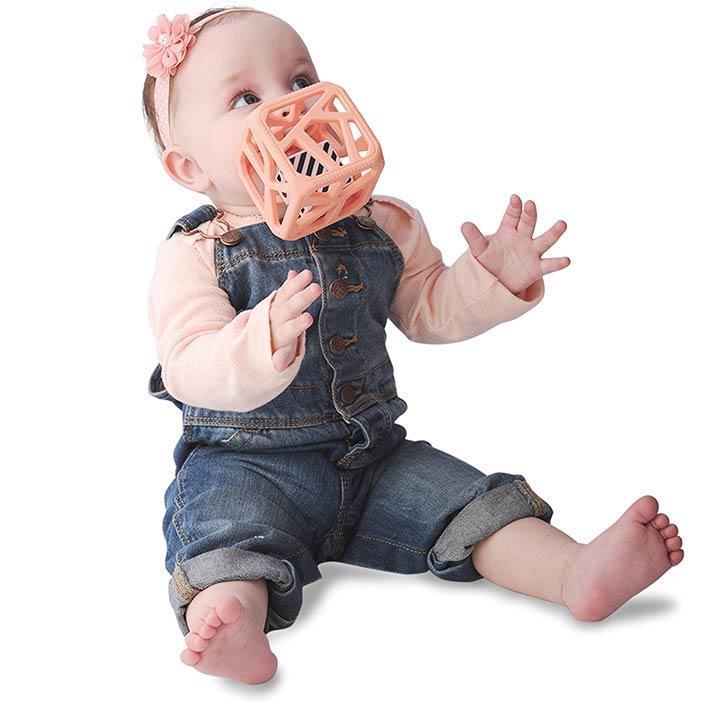 Chew Cube - Peachy Pink by Malarkey Kids - Image 2