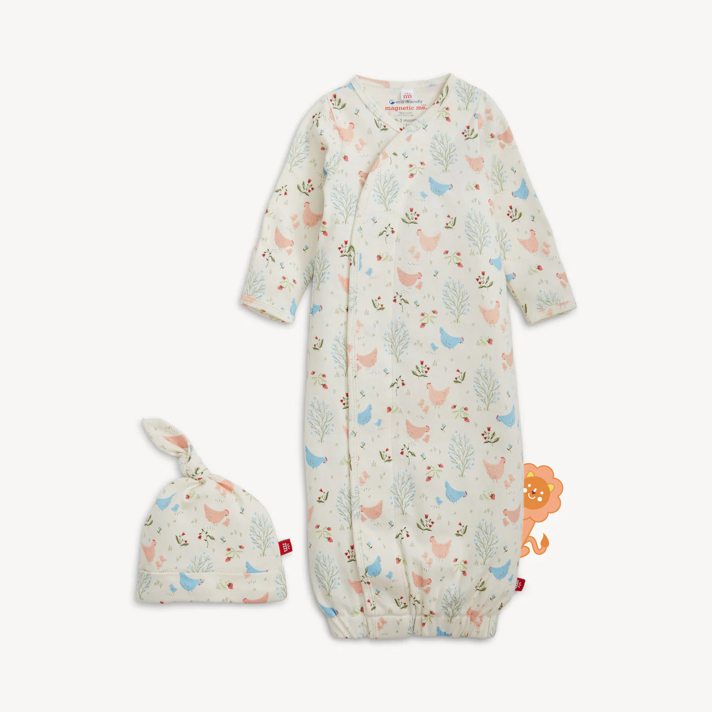 Chicken Tender Organic Cotton Magnetic Gown & Hat Set by Magnetic Me - FINAL SALE - Image 4