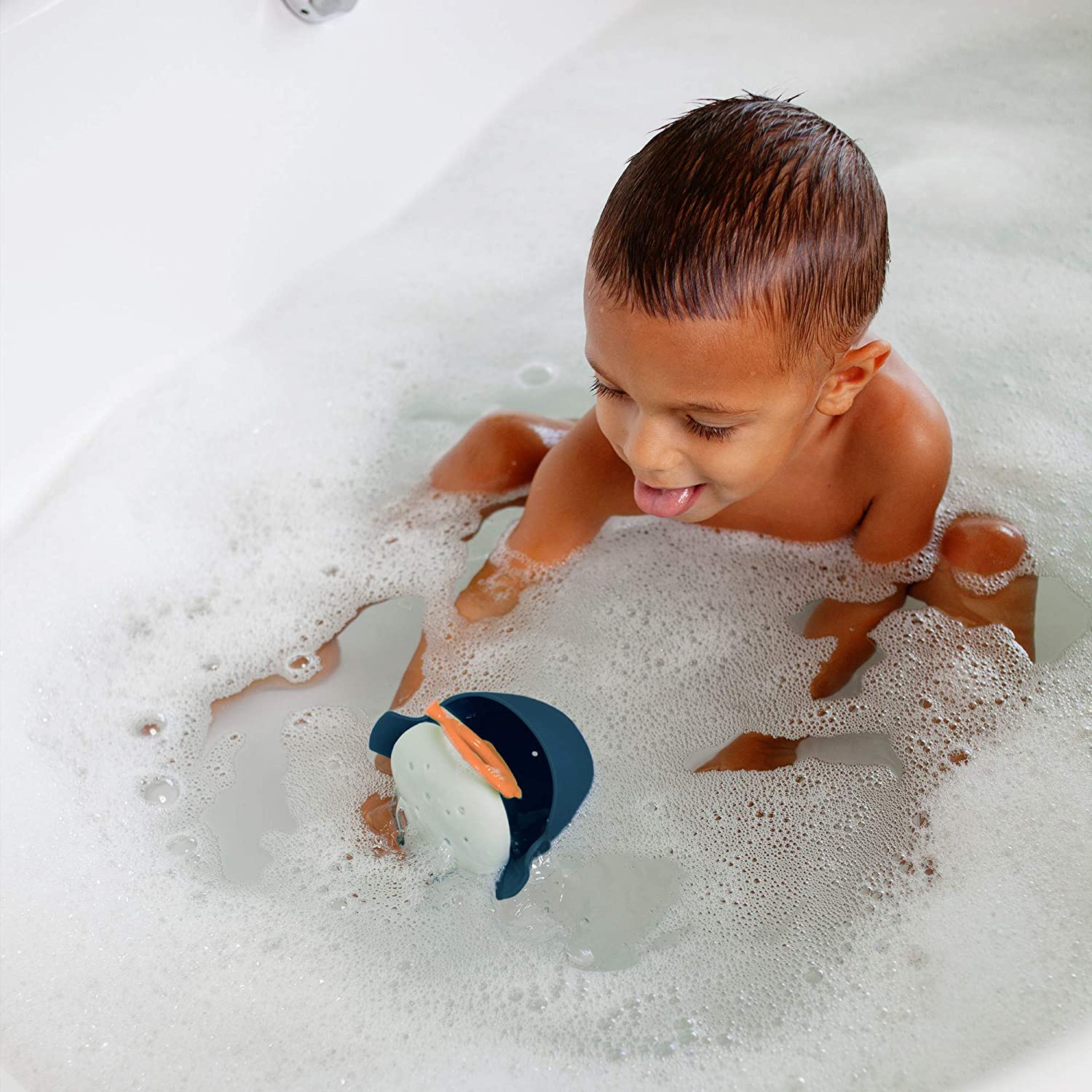 Chomp Hungry Whale Bath Toy - Navy by Boon - Image 6