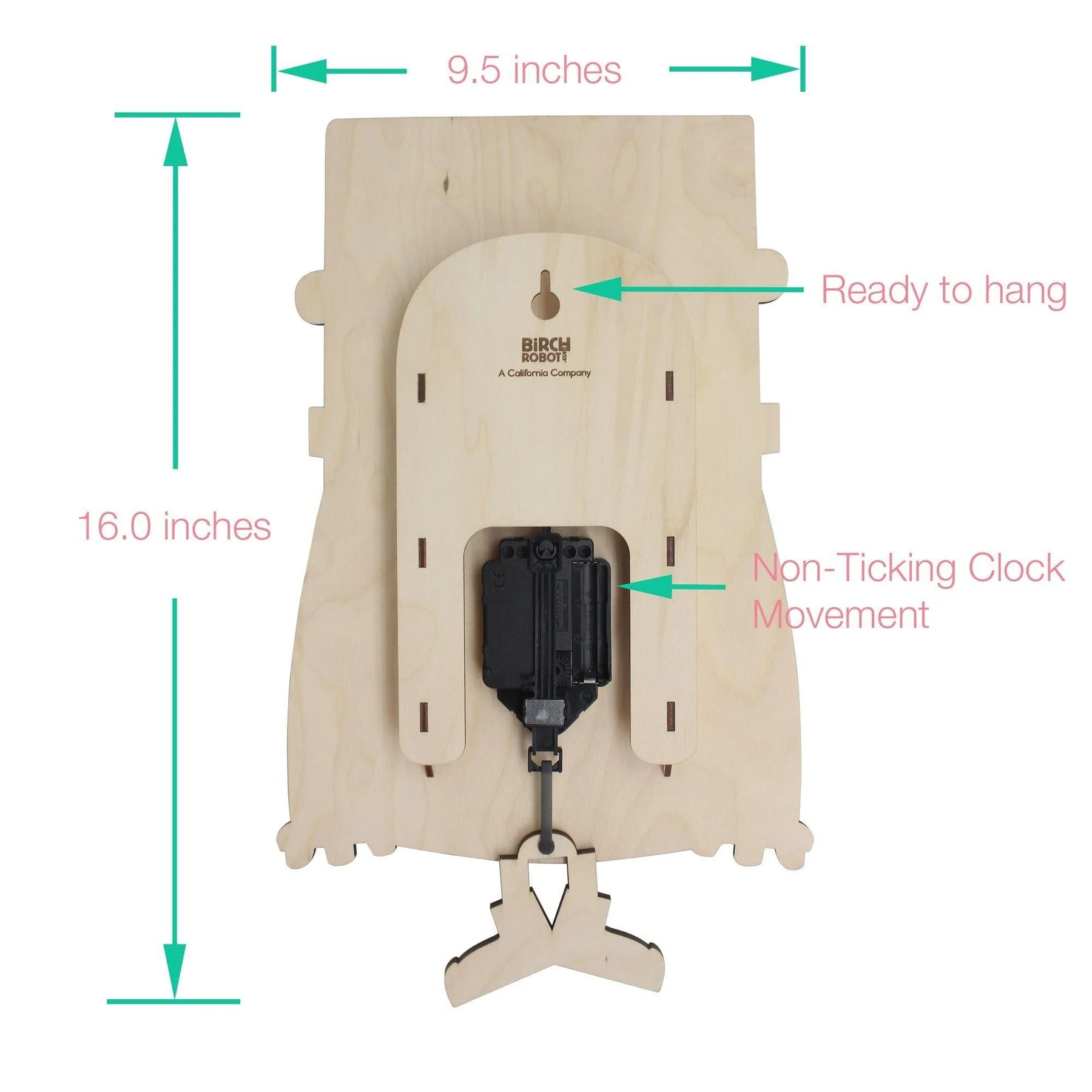 Chuck the Robot Single Pendulum Clock by Birch Robot - Image 4