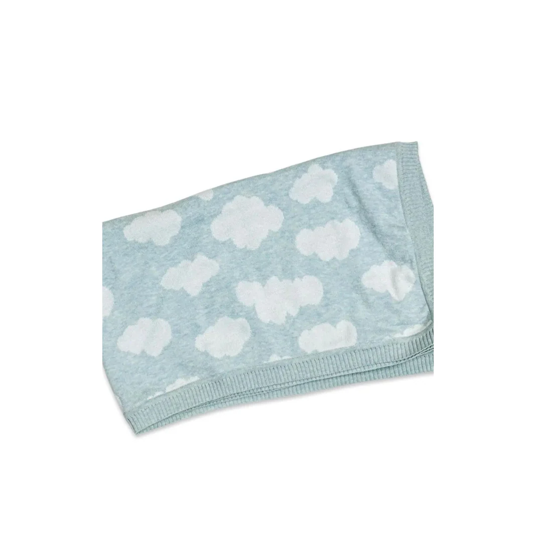 Organic Cotton Jacquard Sweater Knit Baby Blanket - Cloud by Viverano Organics - Image 2