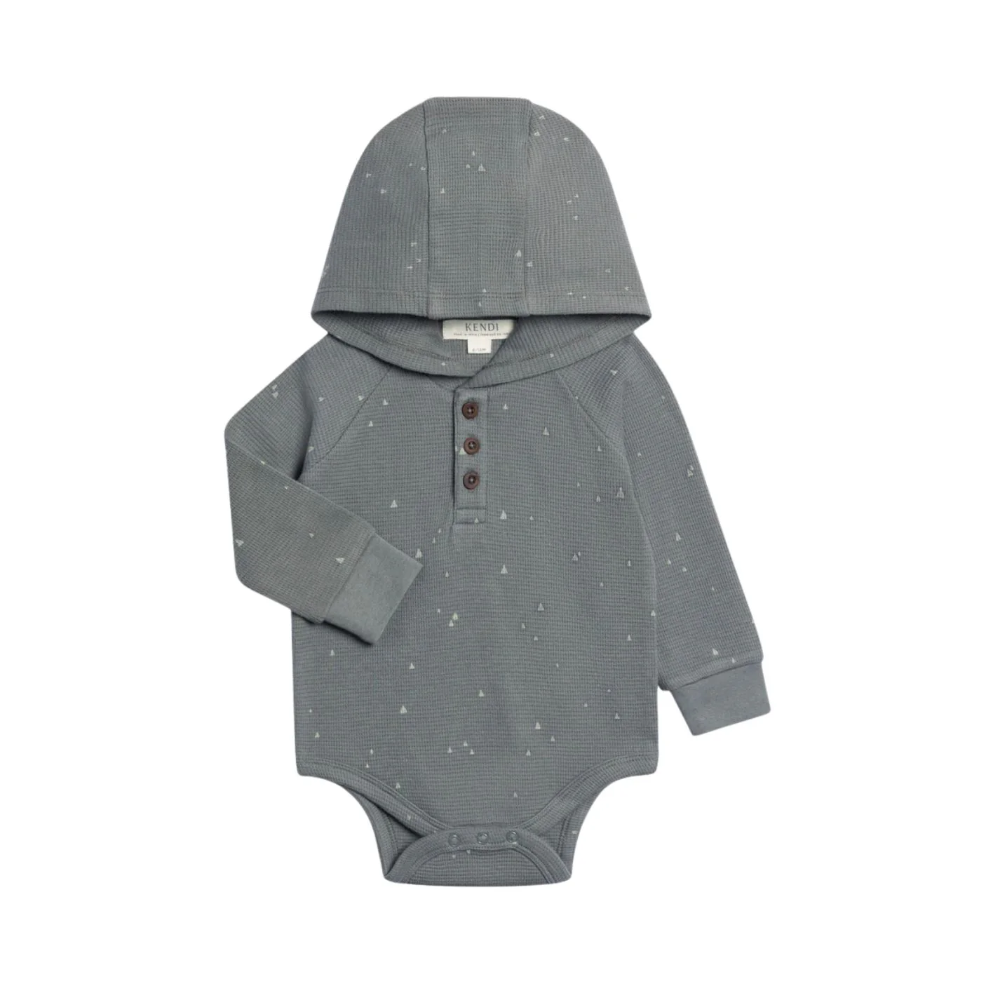 Cole Waffle Knit Hoodie Bodysuit - Triangle / Agave by Colored Organics - FINAL SALE