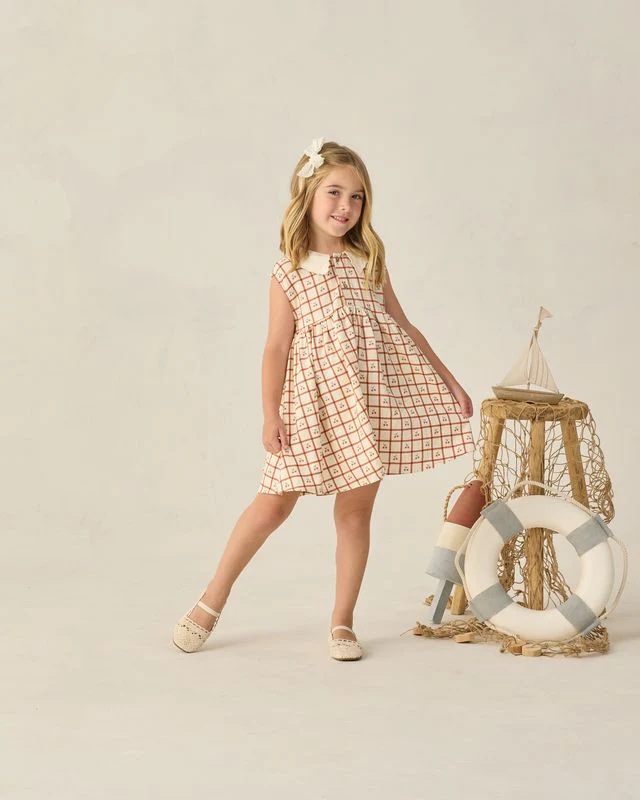 Collared Babydoll Dress - Cherry Check by Rylee + Cru - Image 4