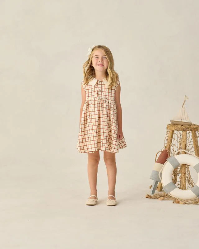 Collared Babydoll Dress - Cherry Check by Rylee + Cru - Image 7